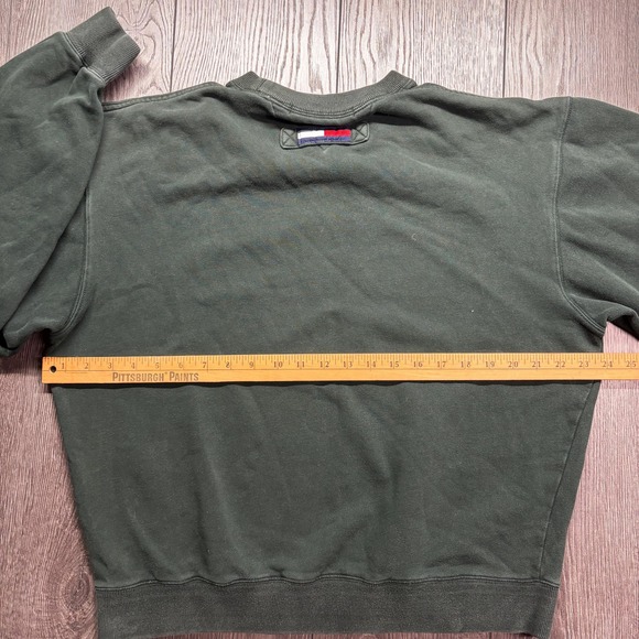 Vintage Tommy Hilfiger 1990s Green Blank Sweatshirt Medium Flag - Picture 7 of 8